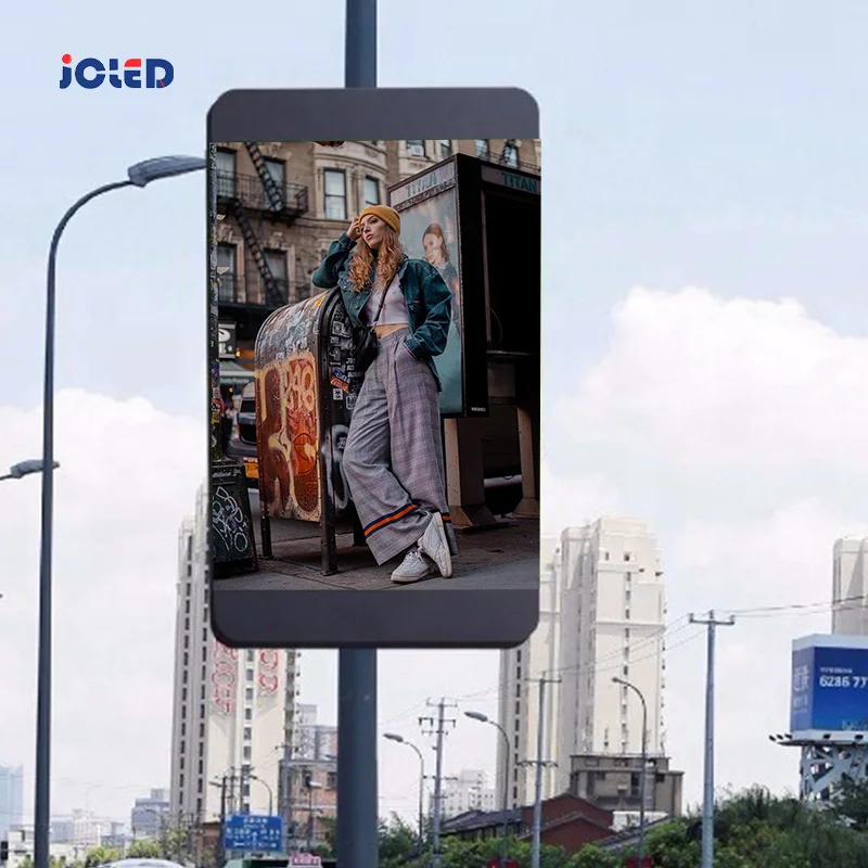 

High Brightness Street Pole LED Advertising Display Screen, Smart Wireless Control Outdoor LED Banner Panel for Roadside Commerc