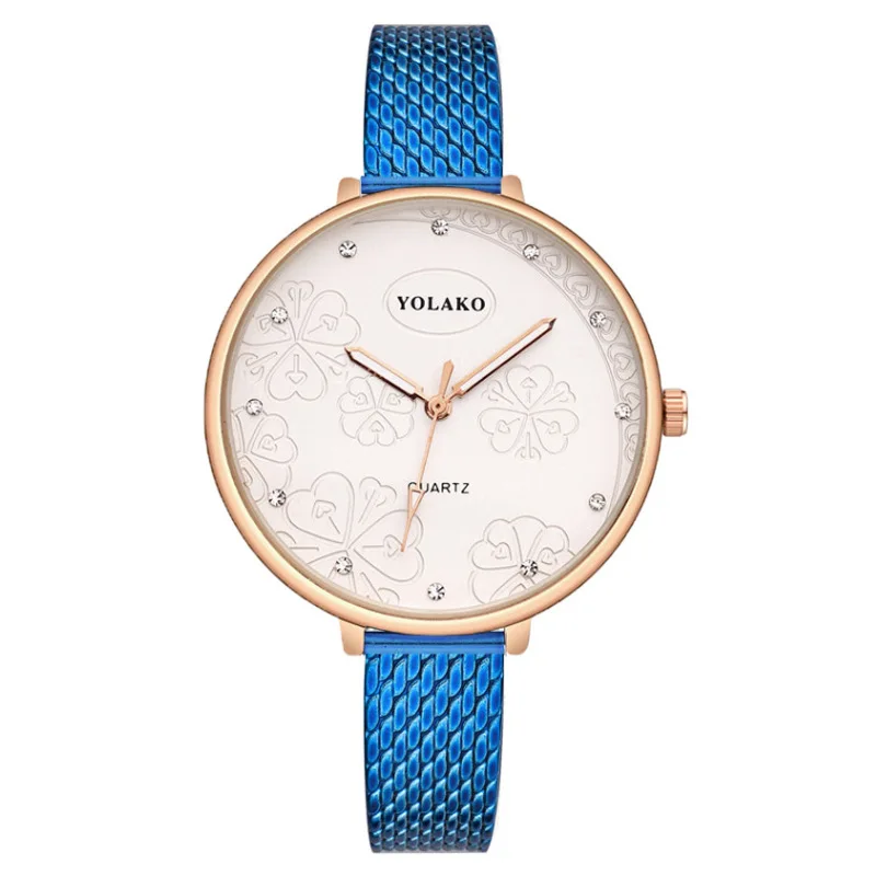 Relógio impresso com diamante para mulheres, Plástico com pulseira de quartzo, Relógios elegantes