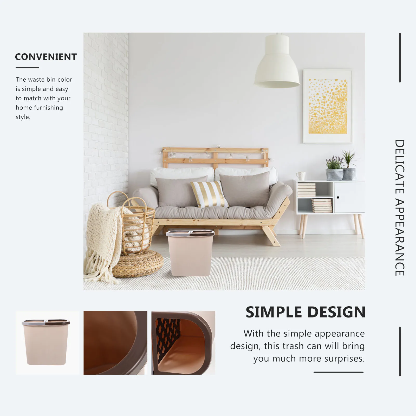 

1pc Dual Compartment Trash Can 10L Plastic Kitchen Garbage Bin For Home Office Bathroom Waste Separation Dual Bin Trash Can