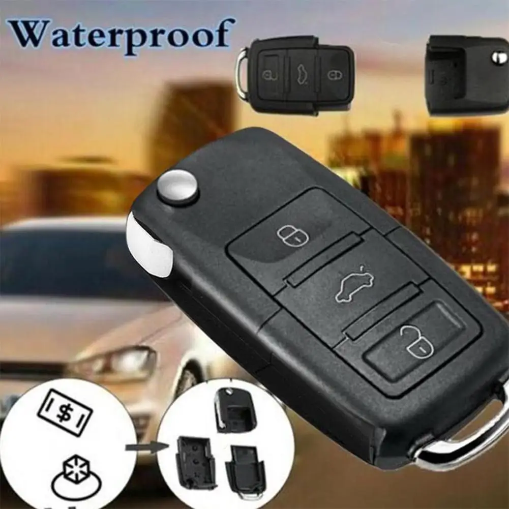 Car Remote Key Flip Folding Key Shell Case For Volkswagen Compartment Keyring Stash B5 Hidden Shell Car Secret Remote Key X3Z5