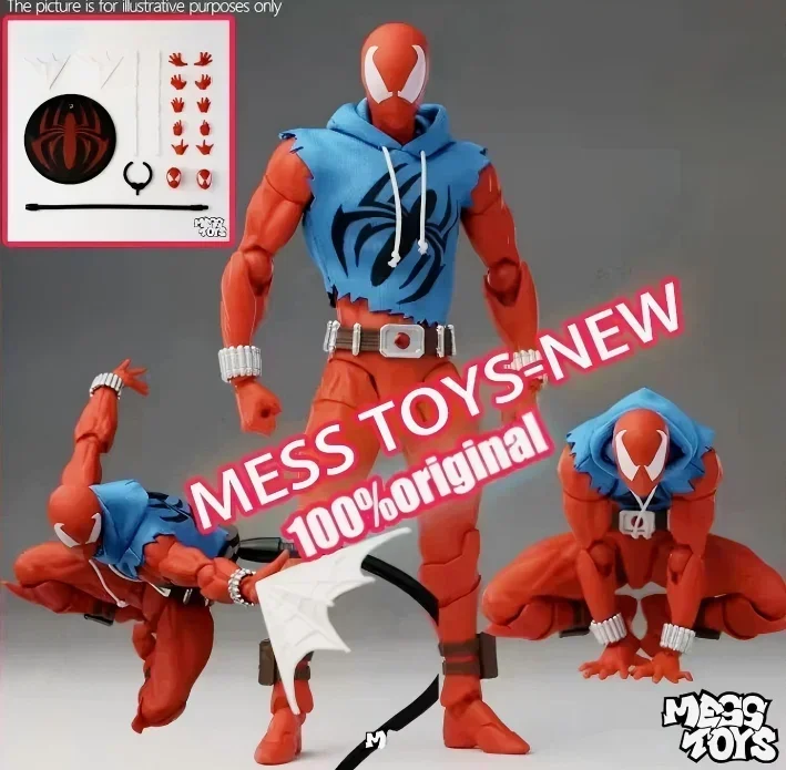

Hot New Mess Toys Scarlet Hero Scarlet Spider Man Messtoys Spiderman Anime Action Figure Figurine Statue Model Gifts Kids Toys