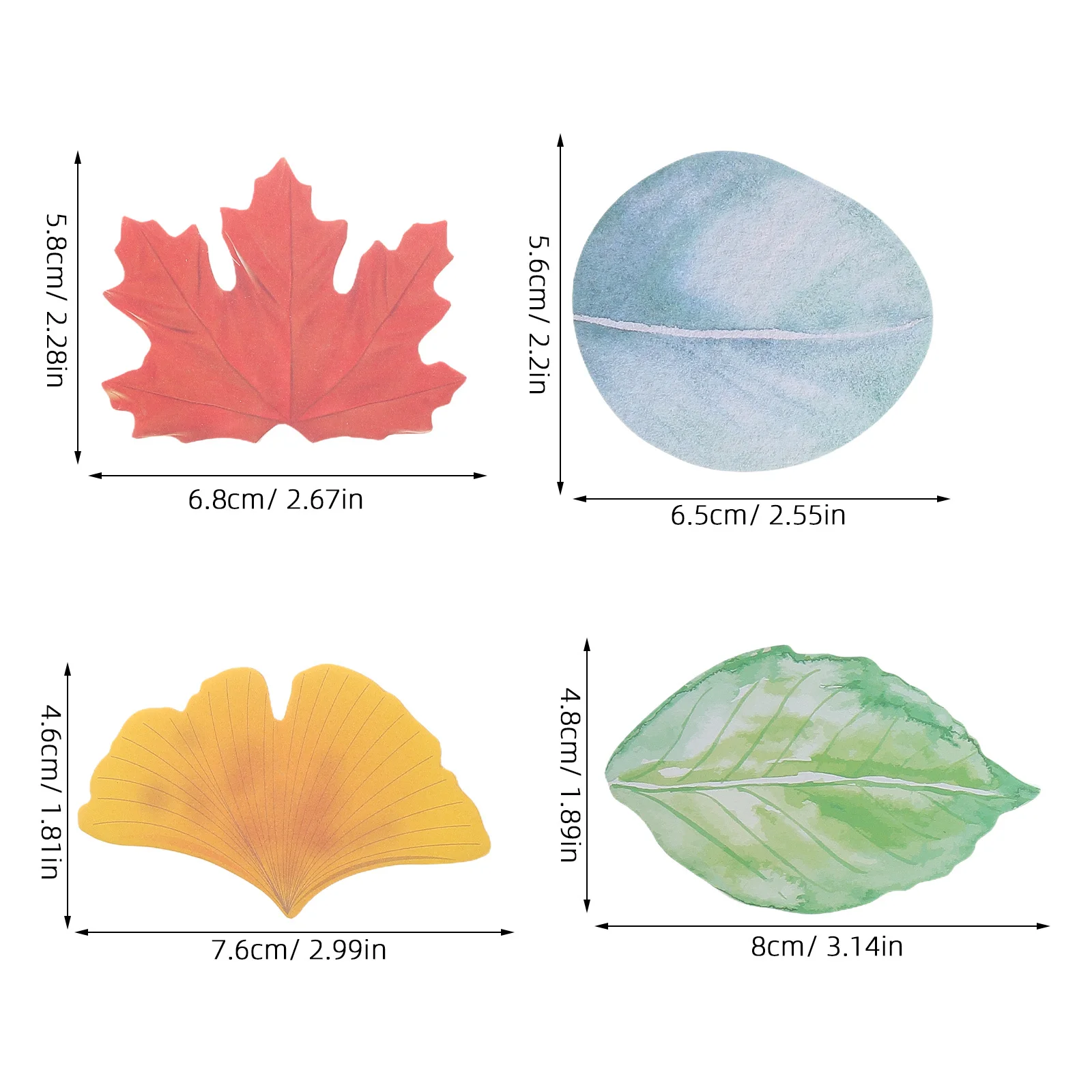 Bloc de notas con diseño de hojas, papel para recordatorios de oficina y hogar, pegatinas autoadhesivas, portátiles y compactas, 8 Uds.