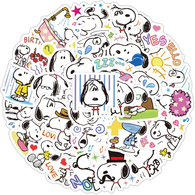 40pcs Snoopy Cute Cartoon Dog Graffiti Handbook Material Mobile Phone Case Luggage Waterproof Sticker