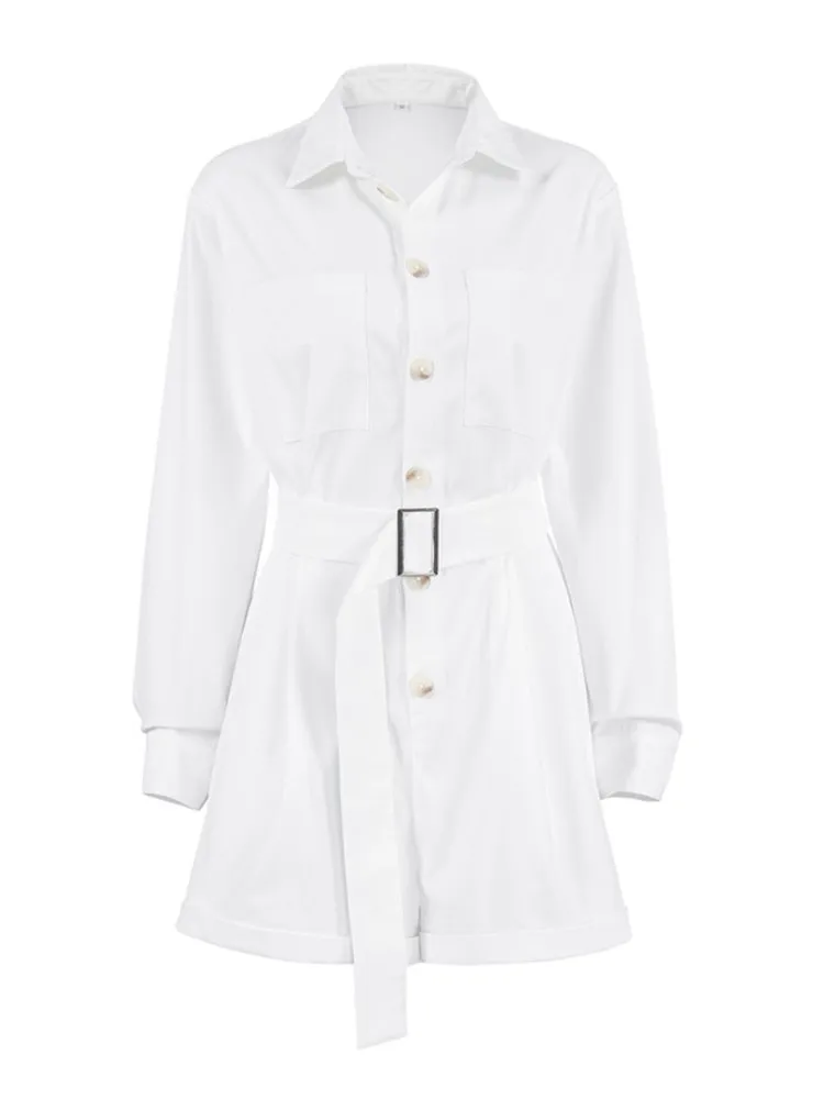 Nice Summer Playsuit New Arrival Women Jumpsuit Casual Long Sleeve Turn-Down Collar Elegant Female Party Short Jumpsuit