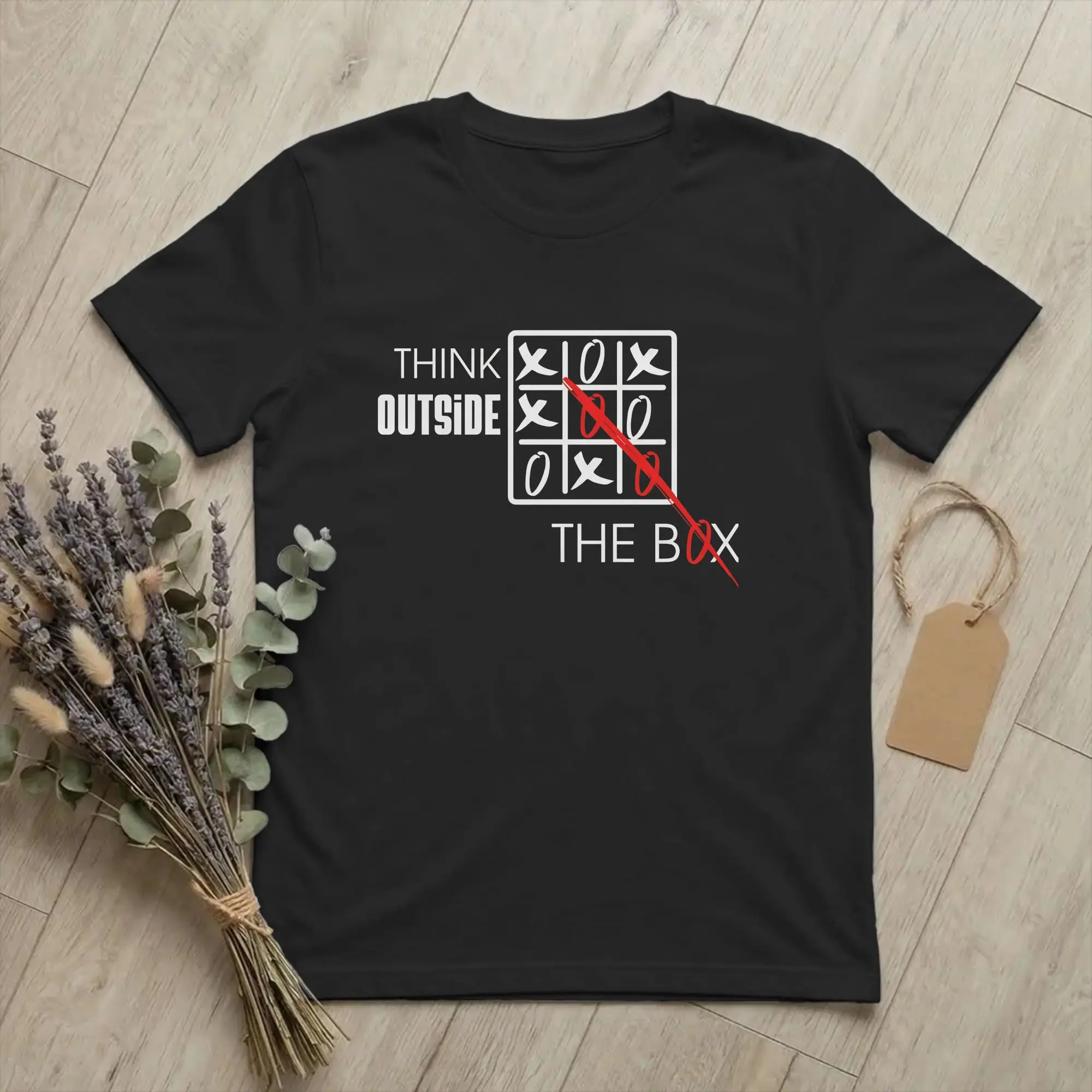 Men Women Think outside the box  T Shirt  Tic Tac Toe 100% Cotton Tops Awesome Short Sleeve Crew Neck Tee Shirt Printed T-Shirts