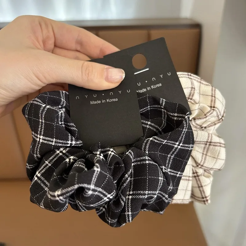 korea Fashion Plaid Scrunchie for women elastic hair bands girls big hair tie ladies ponytail holders hair rope accessories