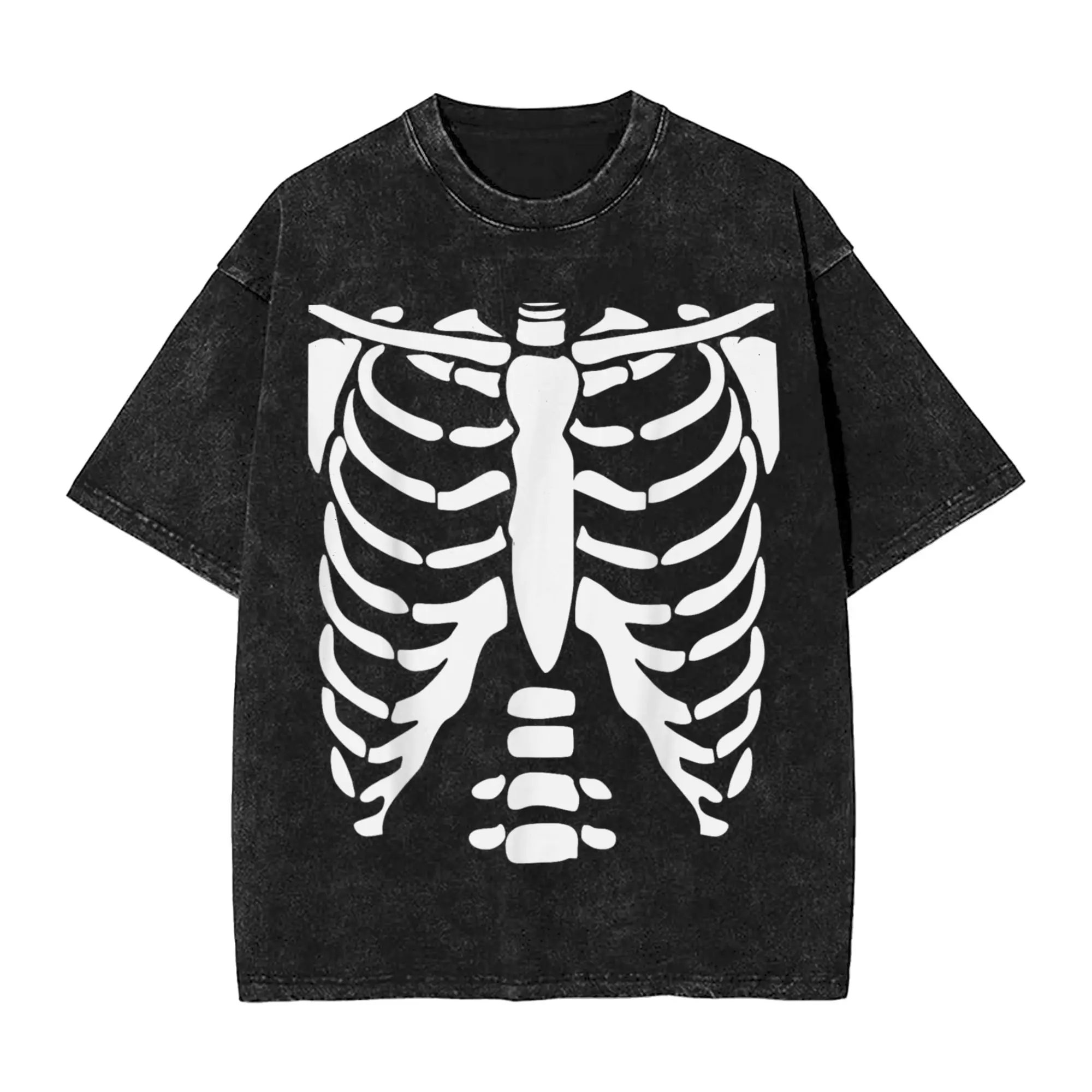Halloween Rib cage Skeleton Anatomy T Shirt Summer  Vintage T-Shirts Cotton Hip Hop Tee Shirt For Male Short-Sleeve Print Tees