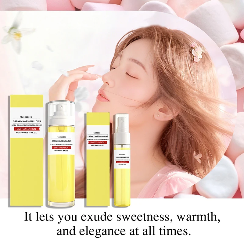 Creamy Marshmallow Perfume Mist,Sweet Warm Gourmet Scent,Ultra-Concentrated Raspberry,Caramel/Vanilla Women Fragrance Spray