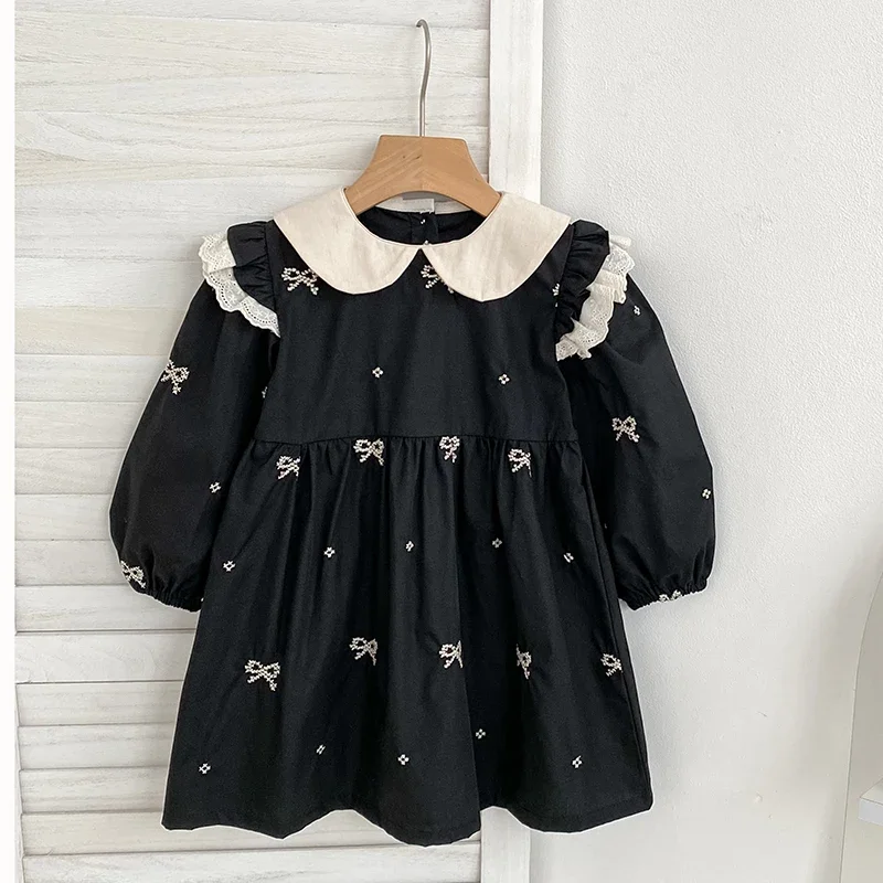 ربيع الأميرة فستان جديد طفلة ملابس شقيقة الملابس فراشة طوق طفلة بذلة ملابس الخريف فستان مطرز