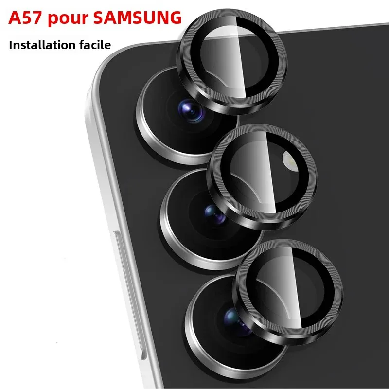 Protecteur d'objectif de caméra en métal pour Samsung Galaxy A57 A37, anneau métallique en verre trempé anti-rayures 9H pour Galaxy A57 5G