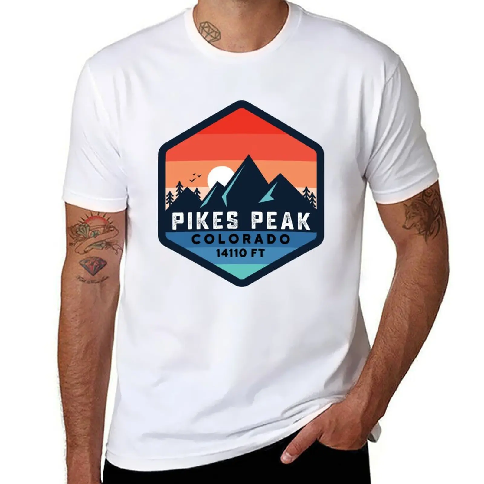 

pikes peak mountain colorado mount summit peak T-Shirt man t shirt graphic anime t shirts oversize T-Shirt