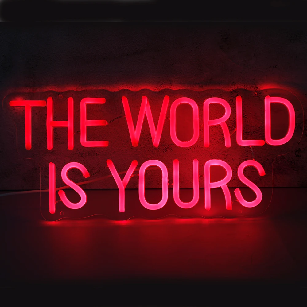 The World Is Yours Personalized LED Neon Lights Sign Bedroom Party Birthday Favors Room Christmas Bar Lamps Wall Decor