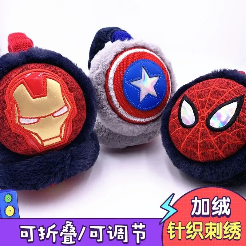 Marvel Winter Warm Folding Earmuffs Spider-Man Children\'s Earmuffs Plus Velvet Thickened Iron Man Ear Protectors Ear Bag Gift