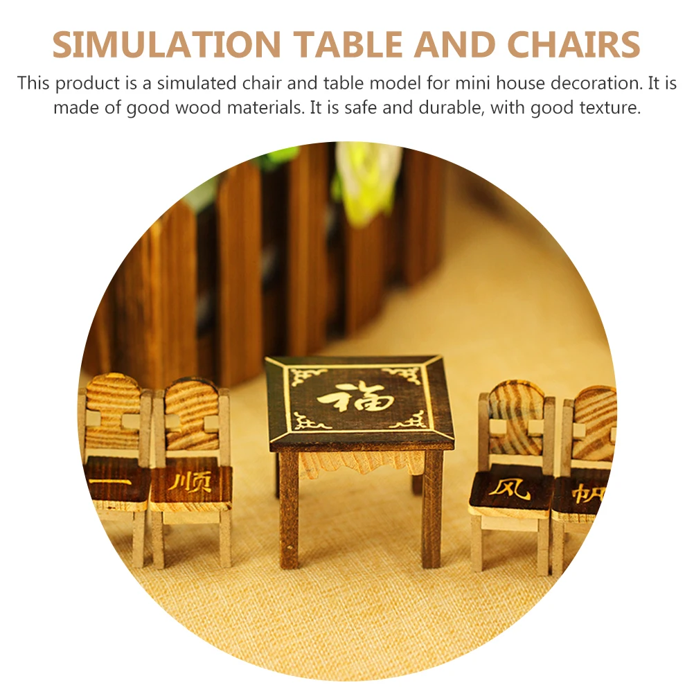 

Desktop Decoration Mini Furniture Model Simulated Square Table House Simulation Children Plaything Chair Dollhouse