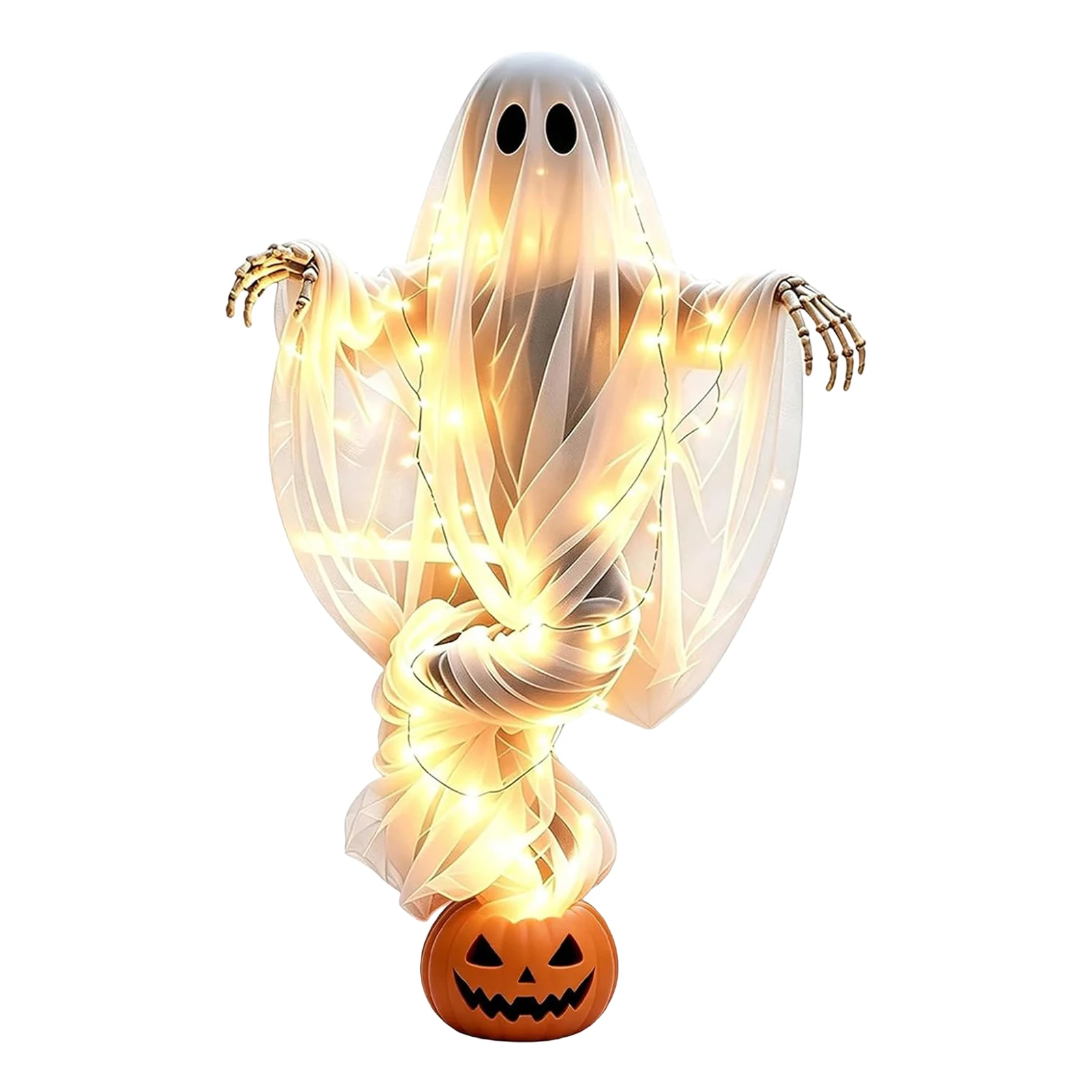 Plastic Rotating Ghost Pumpkin - Halloween Pumpkin Decor Led ulasan dan harga