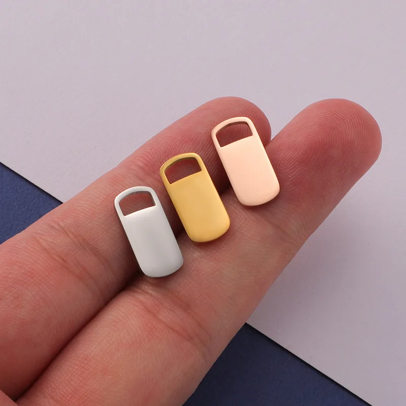 

50pcs 7.5*16mm Gold/steel Color Stainless steel Material mirror finish Square Tag Shape Charm for DIY Handmade Jewelry Making