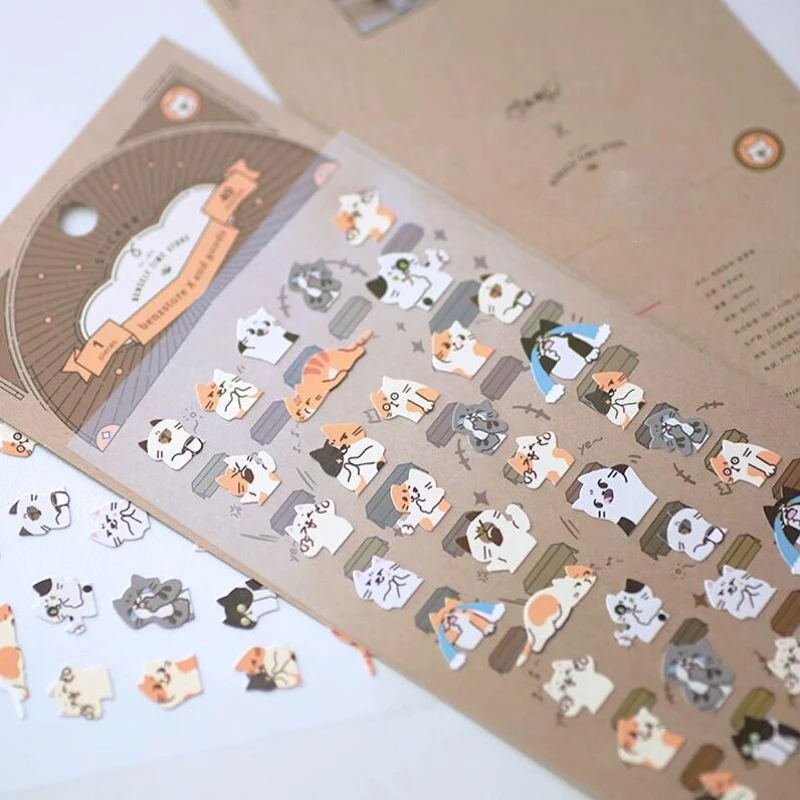 Kawaii Cat Shiba Inu Expressions Paper Stickers Scrapbooking Diy Journal Stationery Sticker Sheet Aesthetic Deco Supplies Gift