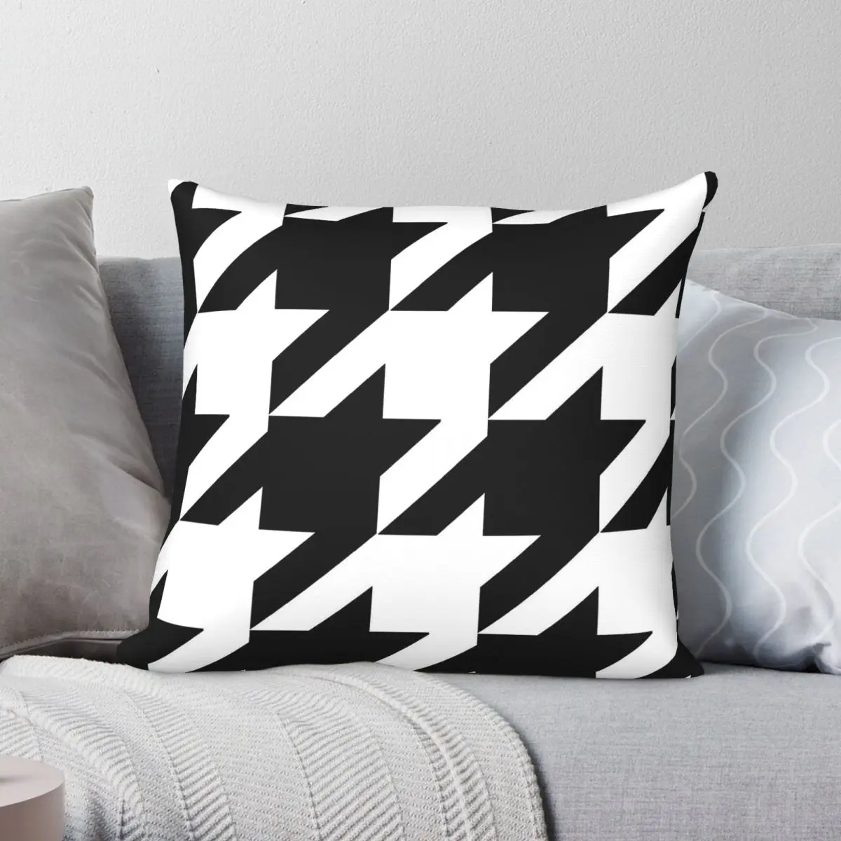 Classic Houndstooth Large Square Pillowcase Polyester Linen Velvet Creative Decor Throw Pillow Case Sofa Seater Cover Wholesale