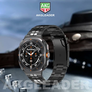 AKGLEADER 삼성 갤럭시 워치 7 울트라 팔찌, 틈새 없는 나비 티타늄 스트랩, 원 클릭 부착 워치 7 울트라, 47mm 밴드