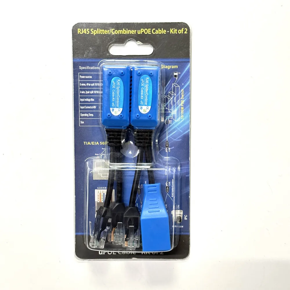RJ45 splitter combiner uPOE cable kit POE Adapter Cable Connectors Passive Power Cable For IP Security Camera System