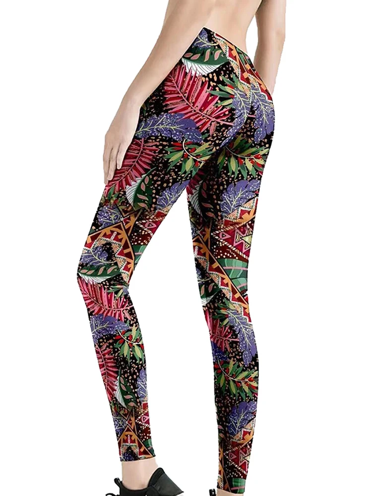 YSDNCHI High Waist Elastic Leaf Printed Leggings 2022 New Women Sports Leggins Arrival Soft Fitness Yoga Trousers Dropshipping