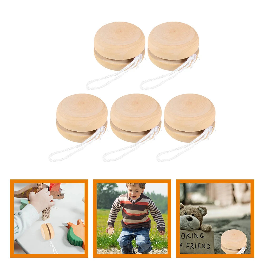 5 Pcs Yoyo Ball Toys Children Yo-yo Balls Playthings DIY Graffiti Gift Wooden Kid