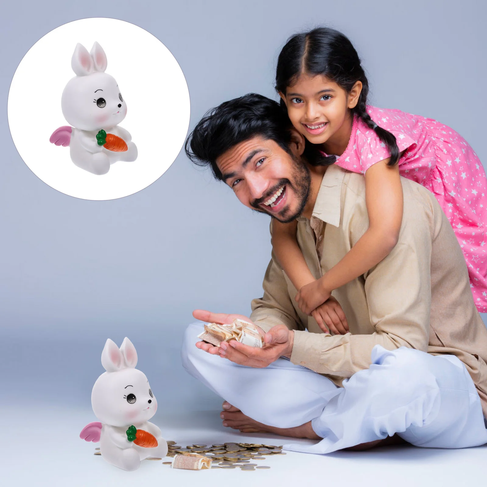 رائعتين الأرنب عملة البنك الاطفال حصالة على شكل حيوان المال توفير جرة سطح المكتب الديكور للفتيات الإبداعية هدية فكرة تصميم أرنب #4