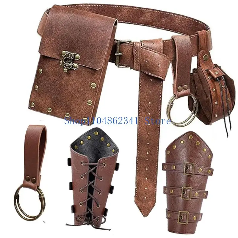 5asd Medieval Adventure Belt Bag System 5PCS Cosplay Accessories Set With Dedicated Phone Pocket For Outdoor Enthusiast