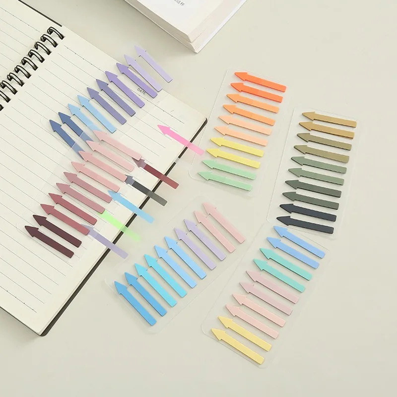 200sheets Creative Color Transparent Arrow Shape Index Stickers Student Notebook Keyword Mark Label Stickers Book Accessories