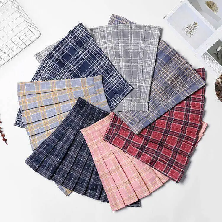 

Black Plaid A-Line Skirt for Women Spring Autumn Winter Student High Waist Pleated Skirt Korean Jk Style New Arrival 2026