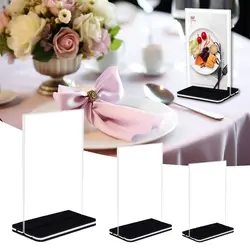 Acrylic Panel Wine Catalog Menu Display Stand A4 A5 A6 Double Sided Photo Display Frame Transparent Desktop Ornament