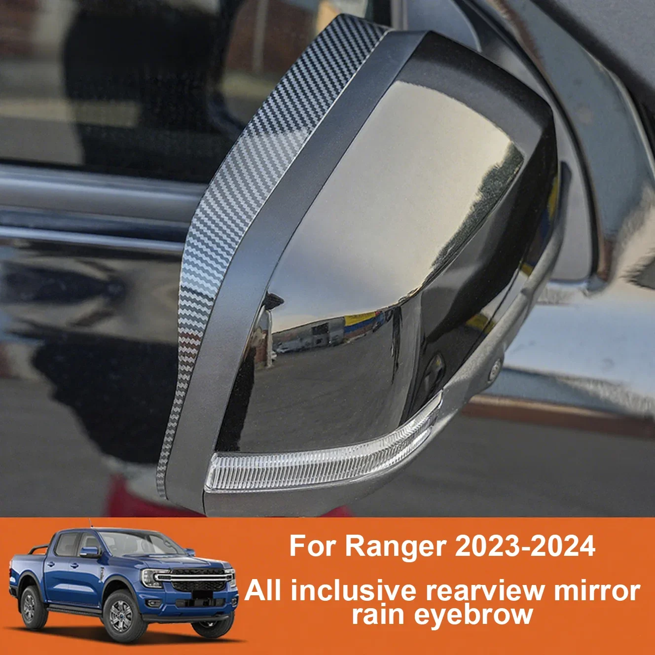 For Ford RANGER 2023 2024 2025 Exterior Car Side Door Rearview Mirror Rain Eyebrow Guard Eyelid Cover Trim Visor Shade Shield