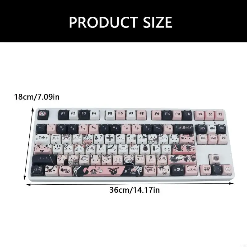 F68C المتانة Heat Sugmations Keycap مع نمط القطط الممتعة ل 61 87 96 98 104