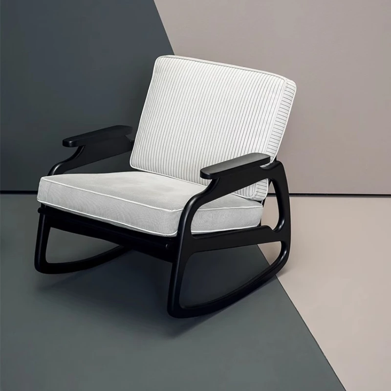 

Italian casual solid wood rocking chair Nordic light luxury living room bedroom balcony single lazy sofa