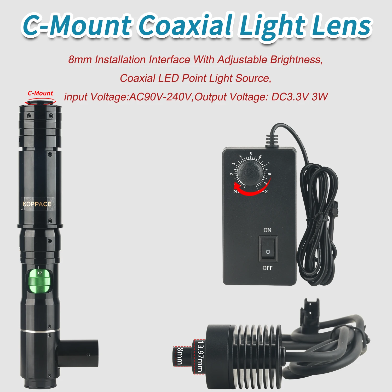KOPPACE 135X-870X Microscopio electrónico de luz coaxial 4K 8,3 MP Cámara HD puede tomar fotos y medidas