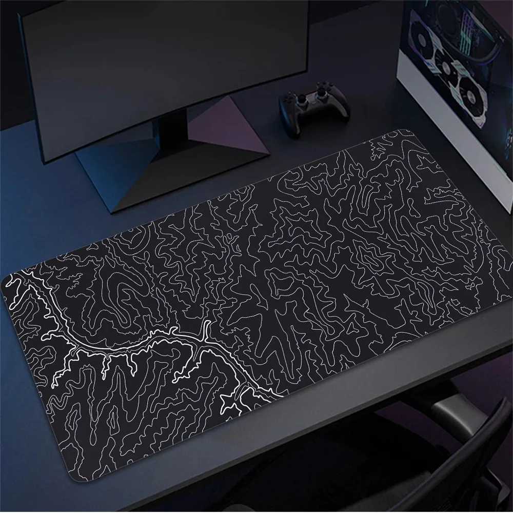 أبيض وأسود خط لوحة المفاتيح حصيرة Kawaii ماوس الوسادة 900 × 400 ماوس ألعاب الكمبيوتر ملحقات الألعاب Deskmat الجدول منصات Mausepad