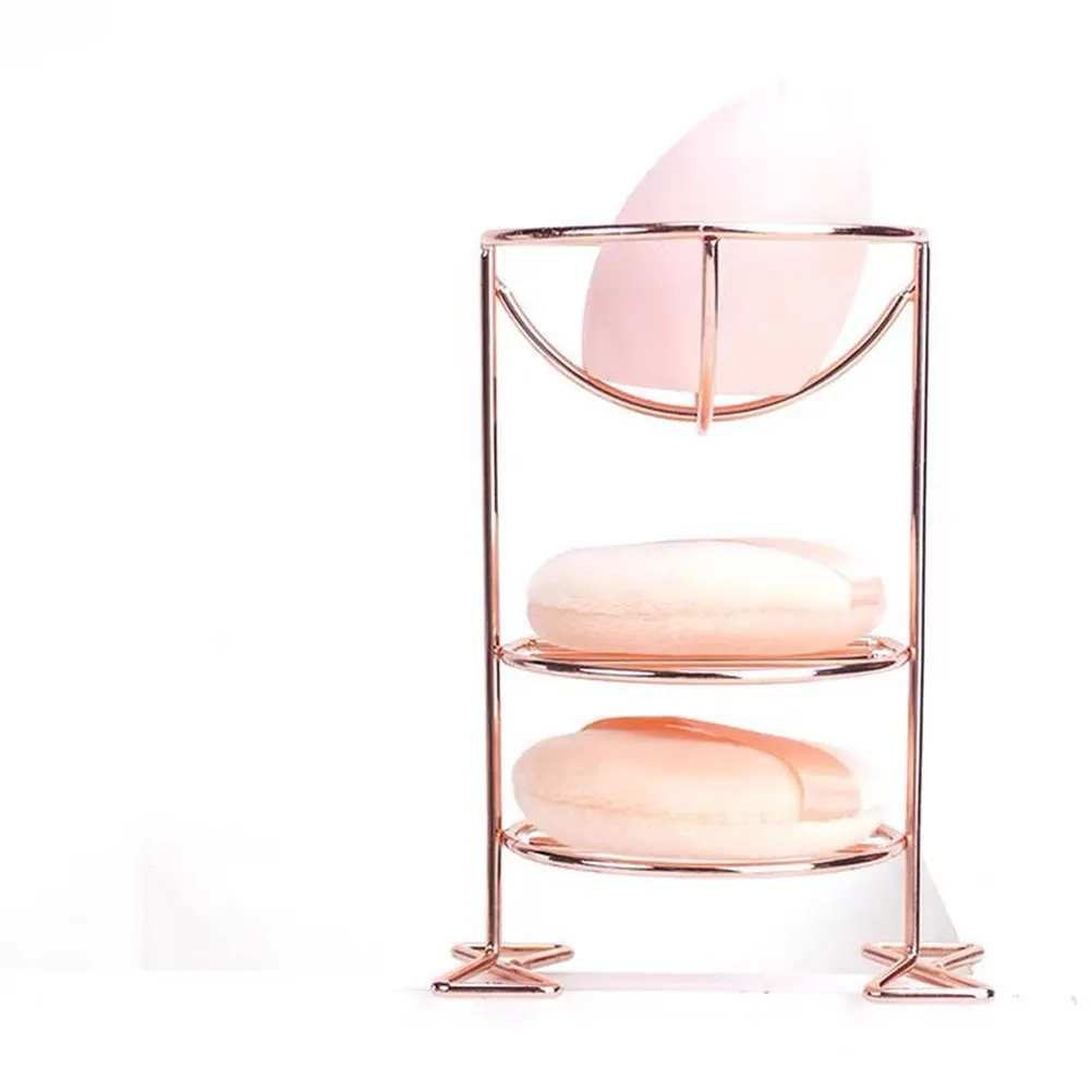 

2pcs Makeup Sponge Holders Drying St Metal Rack Rose Gold Gold Layers Beauty Egg Storage Containers Portable Accessories Women