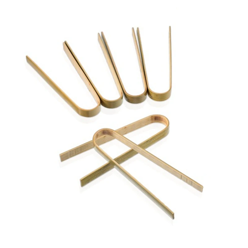 

240 Pcs Mini Bamboo Disposable Bread Tongs 4 Inch Toast Tongs Disposable Cooking Tongs Food Serving Clips