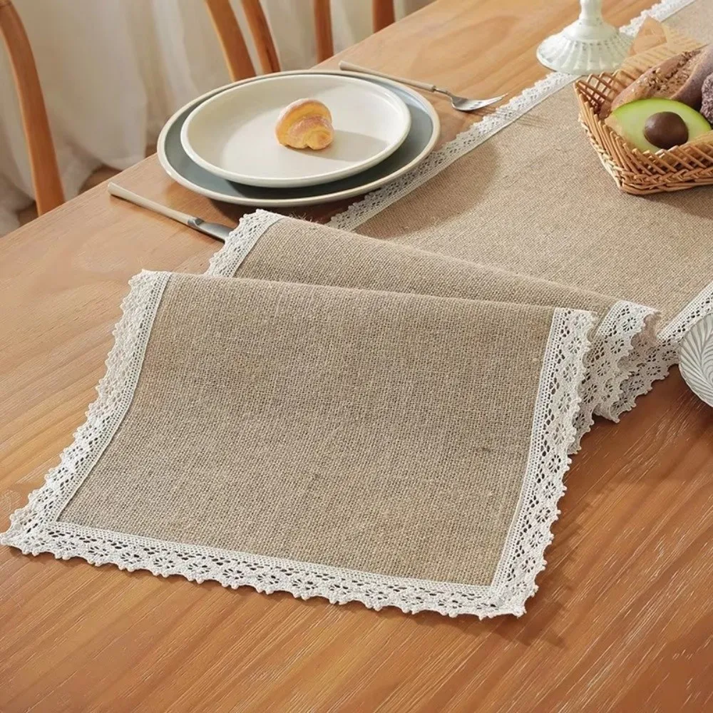 Jute Jute Table Runner Woven Texture Macrame Edges Burlap Table Runner 30x180CM Tassel Fringe Rustic Table Runner Table Decor