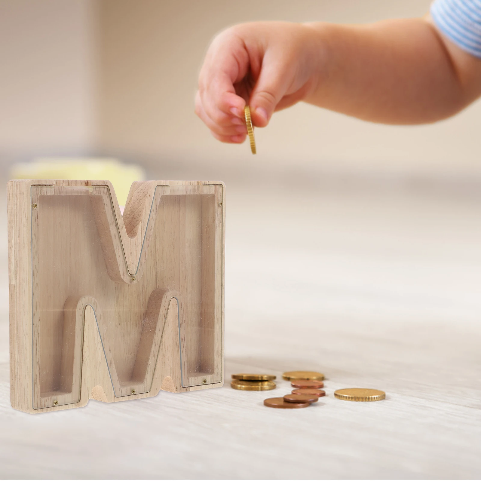 Cofrinho em forma de letra com janela de vista transparente, banco de dinheiro infantil para economizar moedas, ferramenta de gerenciamento de dinheiro para crianças meninos