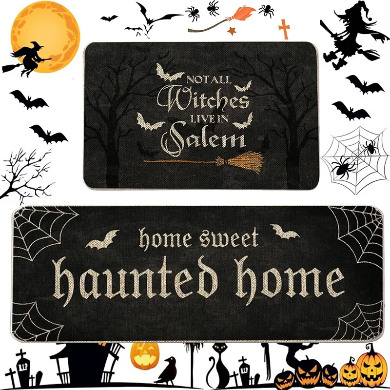 Halloween Teppiche Hexe Skelett Kürbis Teppiche Küche Bad Matten Gothic Teppich Boden matte für Halloween Home Badezimmer Dekoration