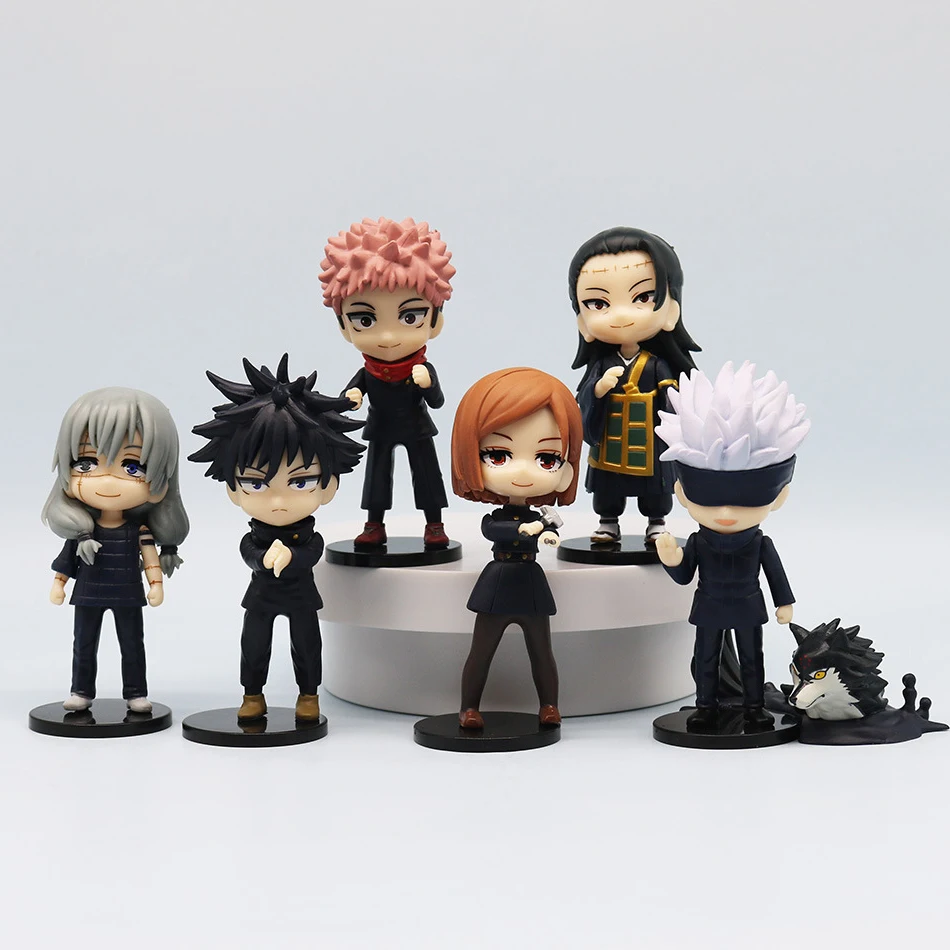 7 stks/pak Q Posket Jujutsu Lijn 9 cm Figuur Satoru Wederzijdse hulp Itadori Yuji Geto Suguru Nobara Megumi Koc C Bodemtemperatuur Karakter Ornamenten