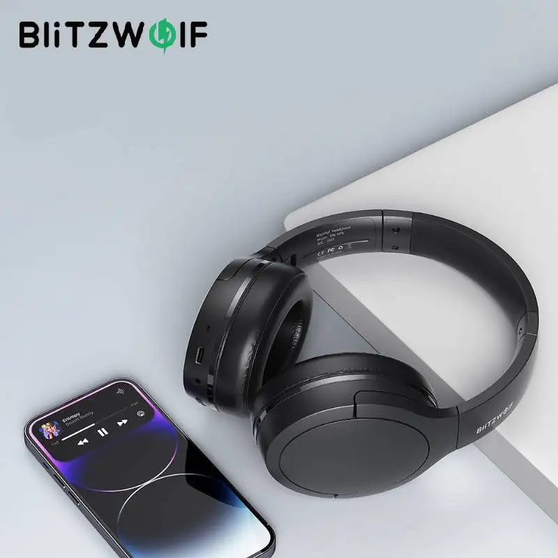 

BlitzWolf BW-HP6 Wireless bluetooth Headset Active Noise Cancelling 40mm Large Drivers AAC Audio 70h Portable Headphones Headset