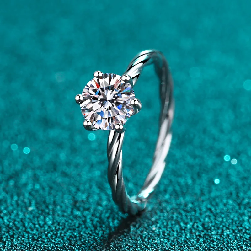 

6.5mm 1carat Moissanite Ring for Charm Lady Wedding Promise Solitaire Band GRA Certified S925 Sterling Silver Finger Ring