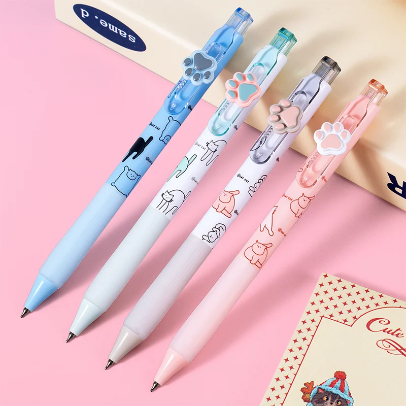 

4Pcs/Box Cat Paw Waving Gel Pens, Cute Portable Kawaii Pens for Student Study, Smooth Writing School Stationery