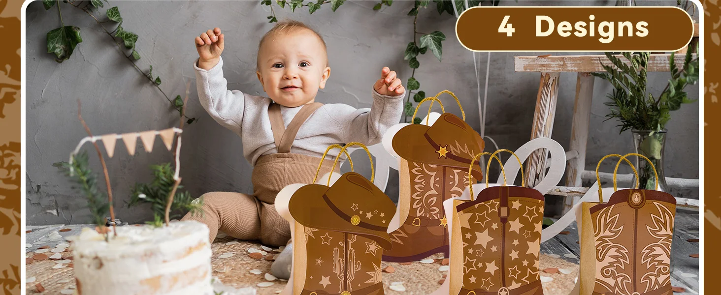 8-48 Stück Cowboy-Stiefel Papiertüten Cowgirl-Stiefel Geschenktüten für Western-Party, Rodeo-Party-Zubehör, Geburtstagsdekoration, Babyparty – Detail 5