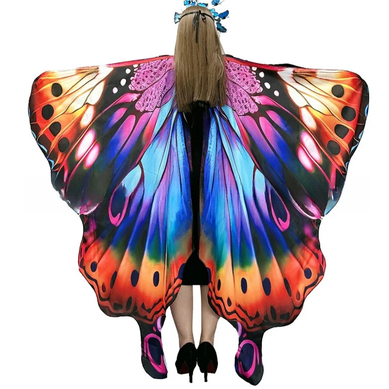 

Butterfly Wings Shawl for Women Halloween Costume Accessory Fairy Ladies Cape Nymph Pixie Cloak Soft One Side Print New Arrival