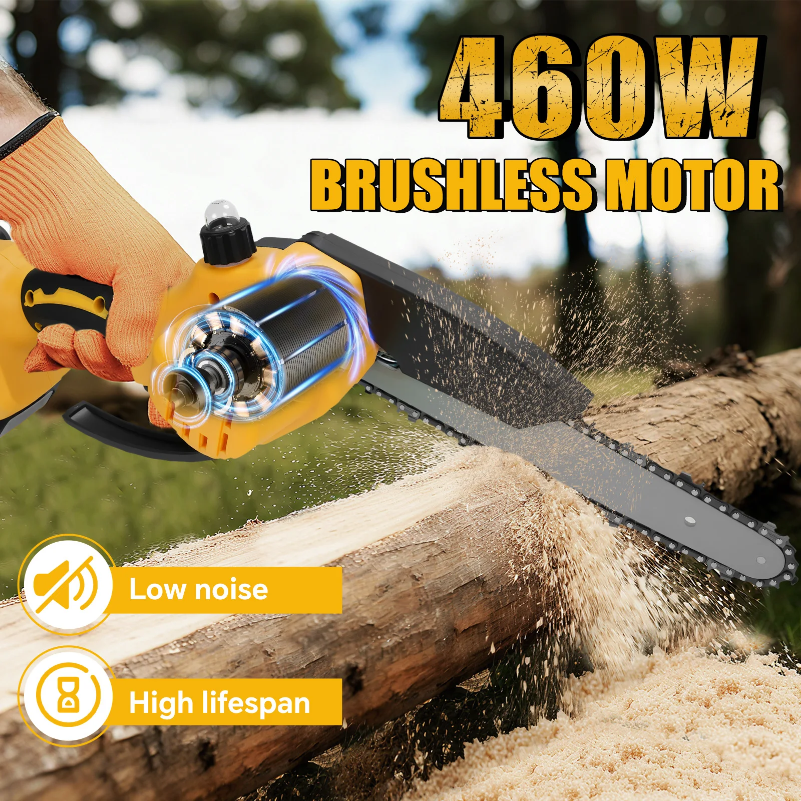 

Electric Mini Chainsaw 8 Inch Brushless Power Tool Cordless Woodworking Tool Handheld Garden Cutter For Dewalt 20V Battery Pin