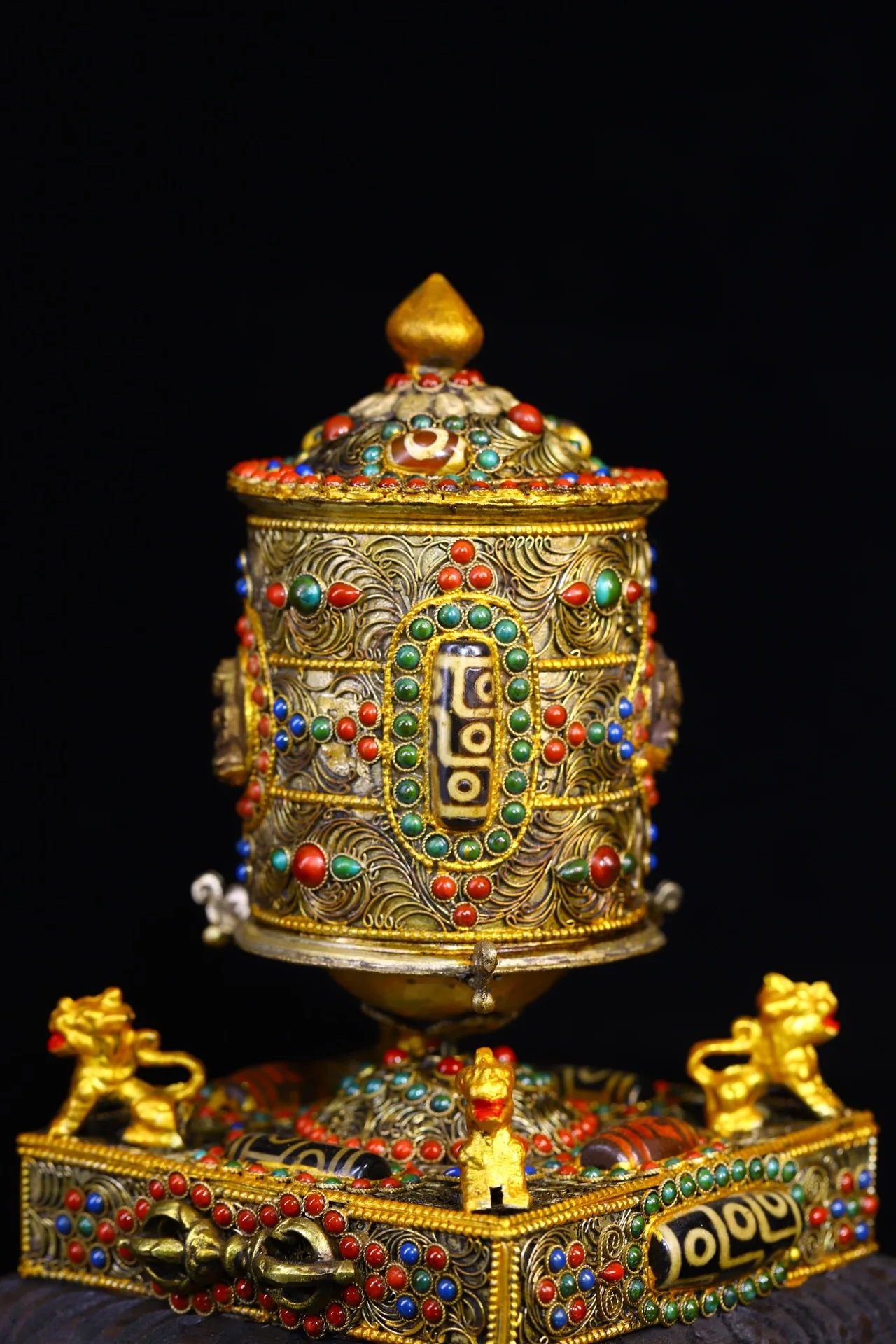 

7-дюймовые старые непальские храмы, старая тибетская серебряная позолоченная мозаика, драгоценный камень gZi, бусины GANESH, Будда, молитвенное колесо, старые Священные Писания, городской дом