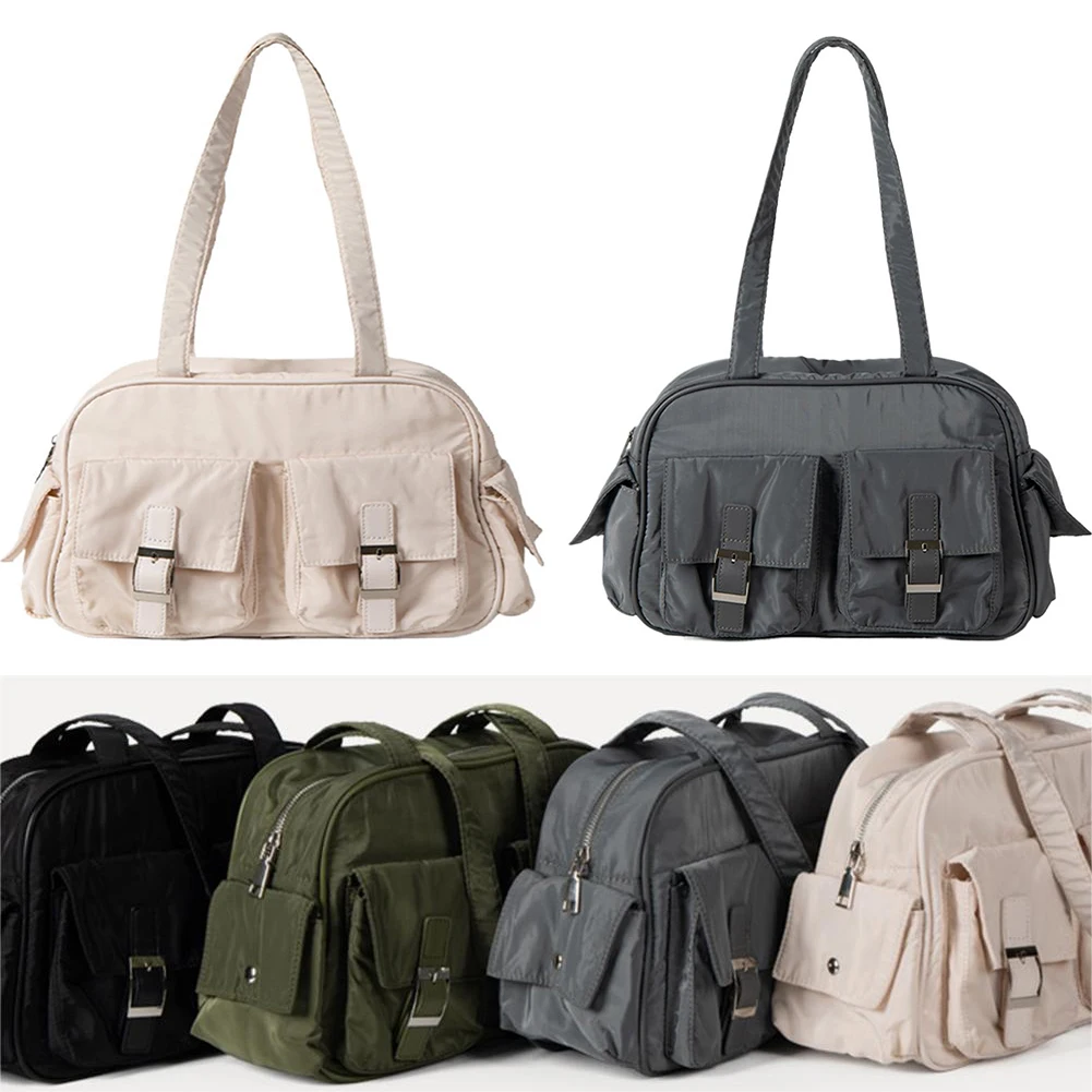 Casual Large Capacity Handbags Solid Multi Pocket Nylon Grocery Purse Fashion Women Shoulder Bag Ins Versatile Messenger Bags